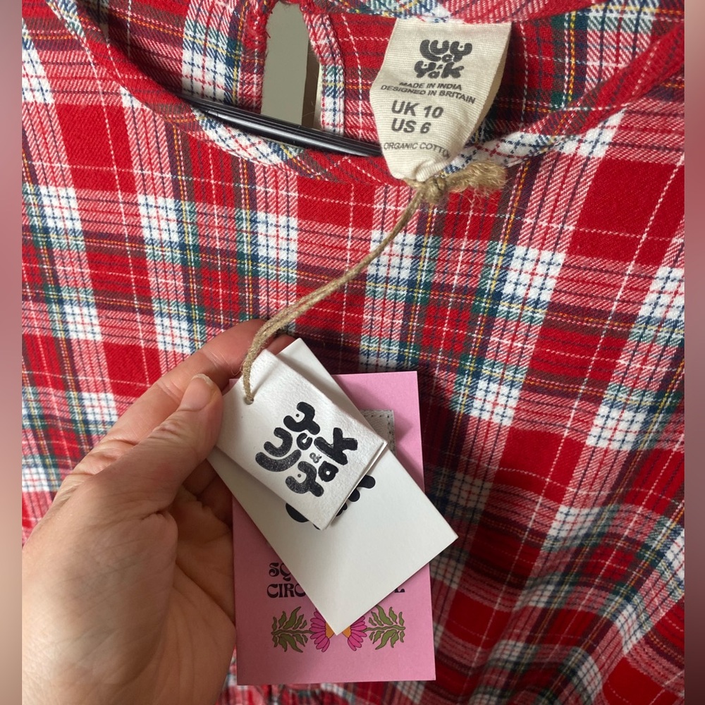 Lucy & Yak Maeve Dress - Scarlet Tartan - Picture 4 of 5